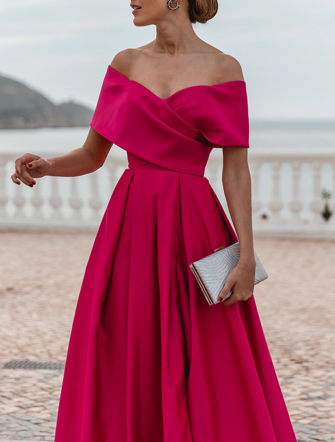 A-Line Evening Gown Party Dress Celebrity Style Dress Formal Wedding Court Train Sleeveless Off Shoulder Bridesmaid Dress Satin
