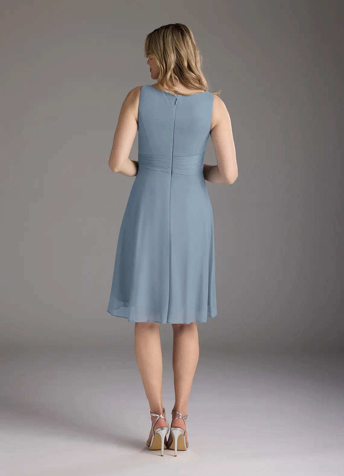 lovely A-Line Scoop-Neck Three-Quarter Sleeve Back Zip Knee-Length Mother of the Bride Dress