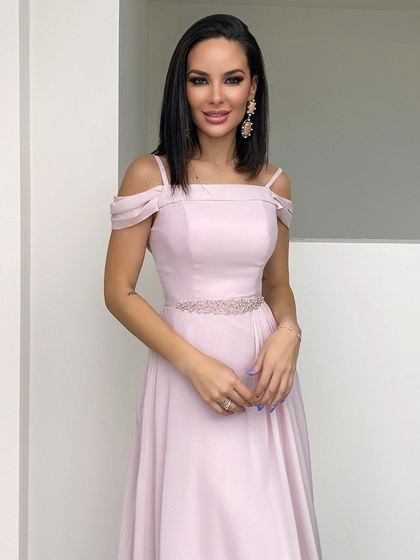 Chiffon Beading Straps Sleeveless Floor-Length Dresses