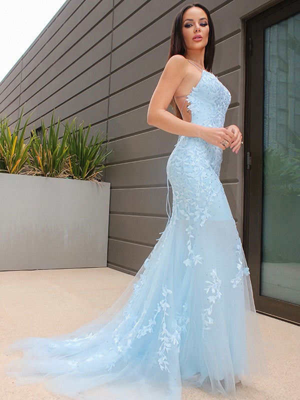 Halter Sleeveless Lace Tulle Court Train Train Dresses