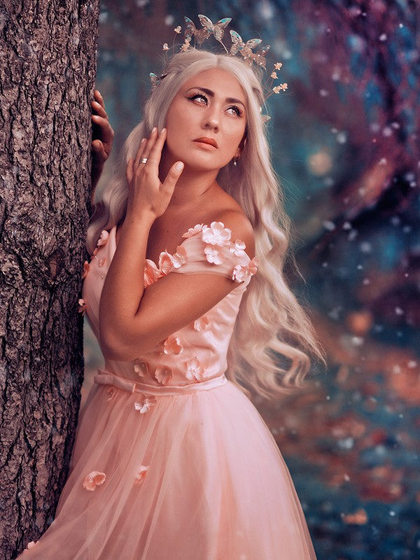 Off-the-Shoulder Applique Tulle Sleeveless Floor-Length Dresses