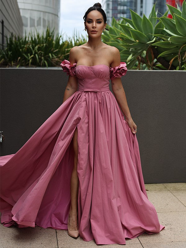 Hand-Made Flower Sweetheart Sleeveless Sweep/Brush Train Dresses