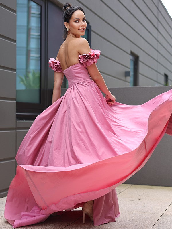 Hand-Made Flower Sweetheart Sleeveless Sweep/Brush Train Dresses