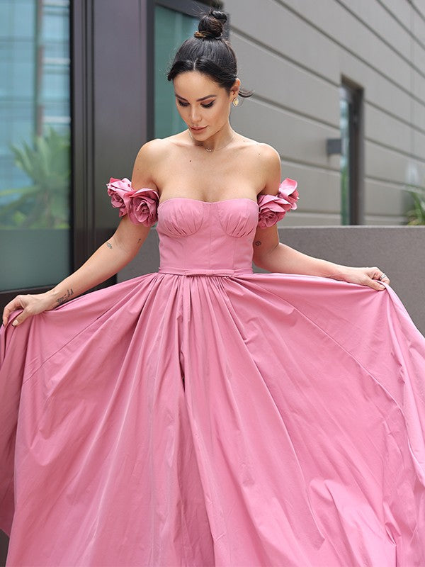 Hand-Made Flower Sweetheart Sleeveless Sweep/Brush Train Dresses