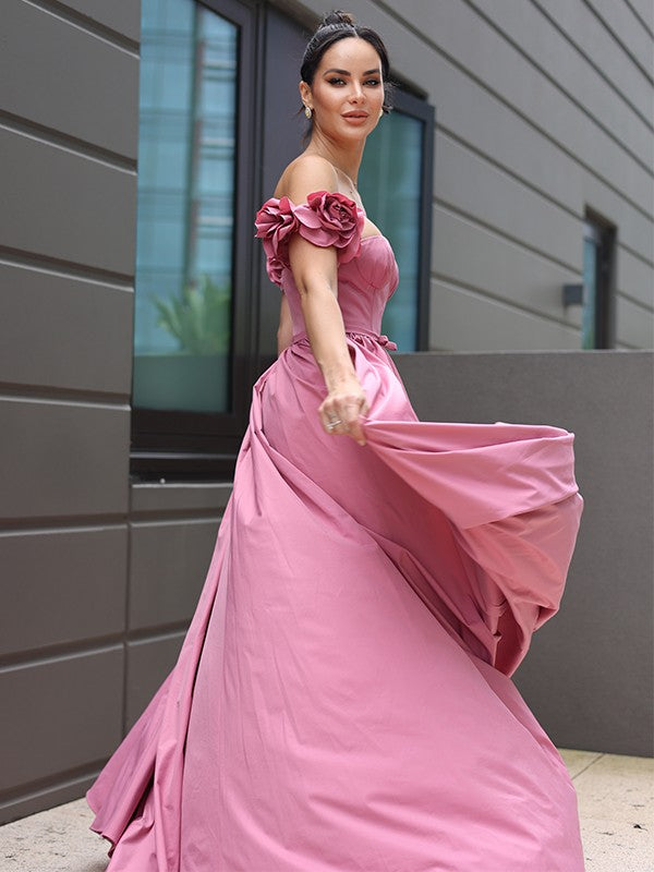Hand-Made Flower Sweetheart Sleeveless Sweep/Brush Train Dresses