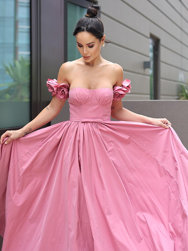 Hand-Made Flower Sweetheart Sleeveless Sweep/Brush Train Dresses