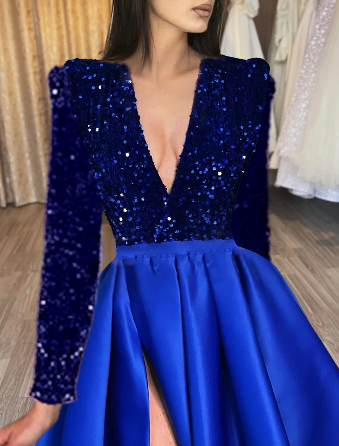 Robe de soirée trapèze rouge et verte, robe de soirée noire, grande taille, traîne, demi-manches, col en V, satin