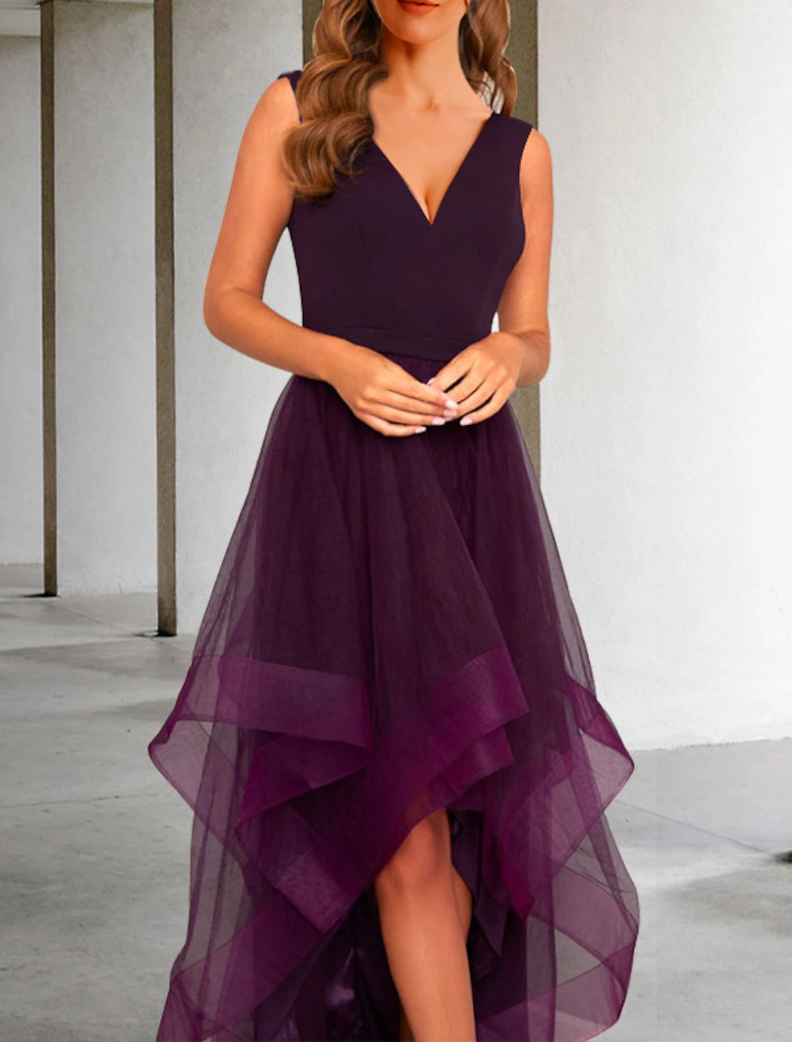 A-Line Evening Dresses Elegant Dress Kentucky Derby Semi Formal Tea Length Sleeveless V Neck Fall Wedding Guest Organza