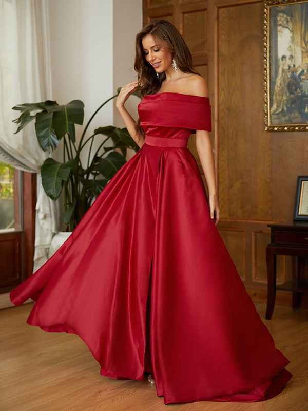 One-Shoulder Sleeveless Sweep/Brush Train Dresses