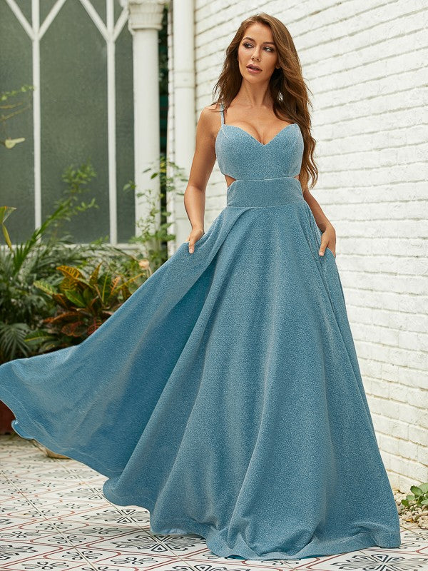 Ruffles V-neck Sleeveless Floor-Length Dresses