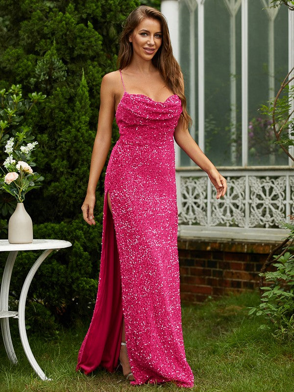 Ruched Spaghetti Straps Sleeveless Floor-Length Dresses