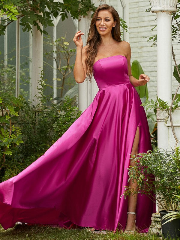 Ruffles Strapless Sleeveless Sweep/Brush Train Dresses