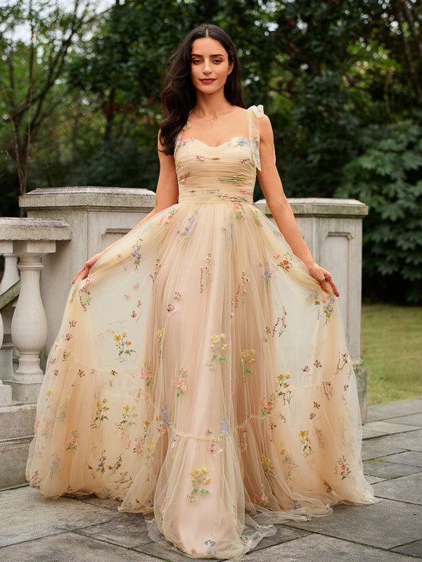 Ruffles Straps Sleeveless Sweep/Brush Train Dresses