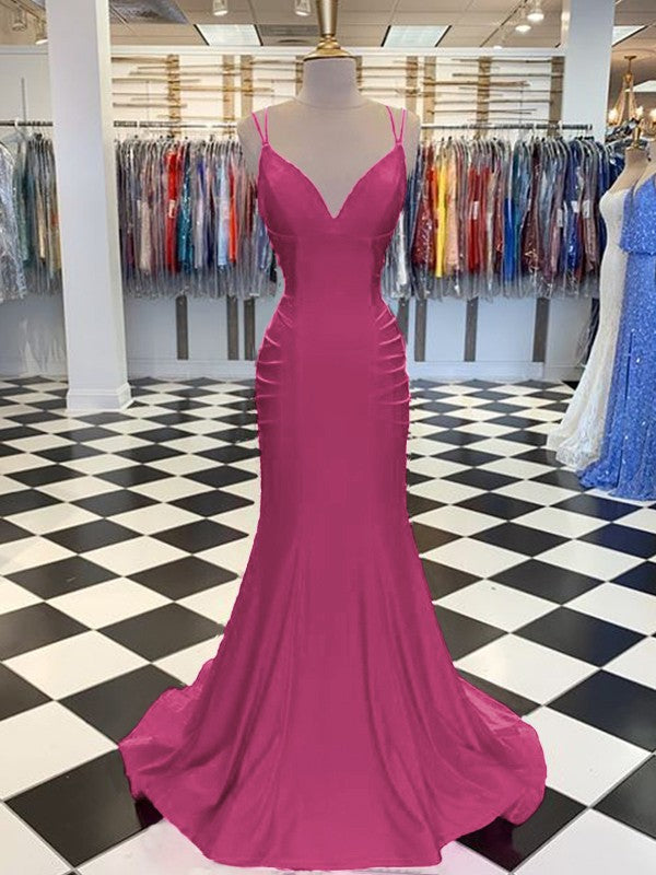 Brush Train V-neck Sleeveless Spandex Ruched Dresses