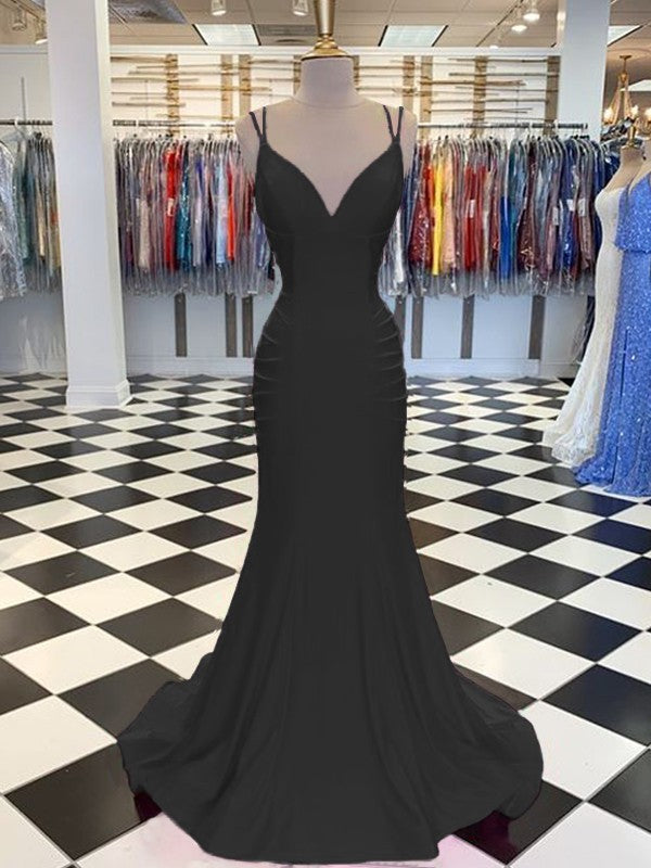 Brush Train V-neck Sleeveless Spandex Ruched Dresses