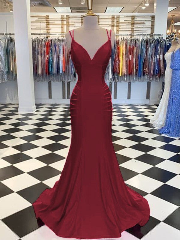 Brush Train V-neck Sleeveless Spandex Ruched Dresses