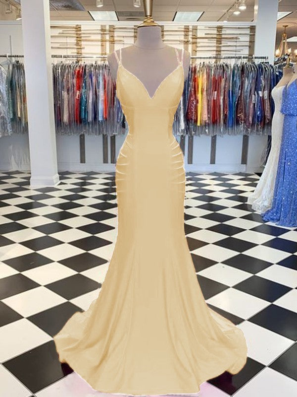 Brush Train V-neck Sleeveless Spandex Ruched Dresses