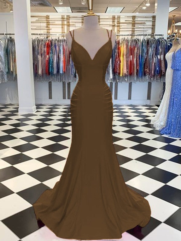 Brush Train V-neck Sleeveless Spandex Ruched Dresses