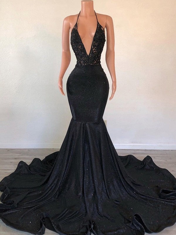 V-neck Sleeveless Sweep/Brush Train Dresses