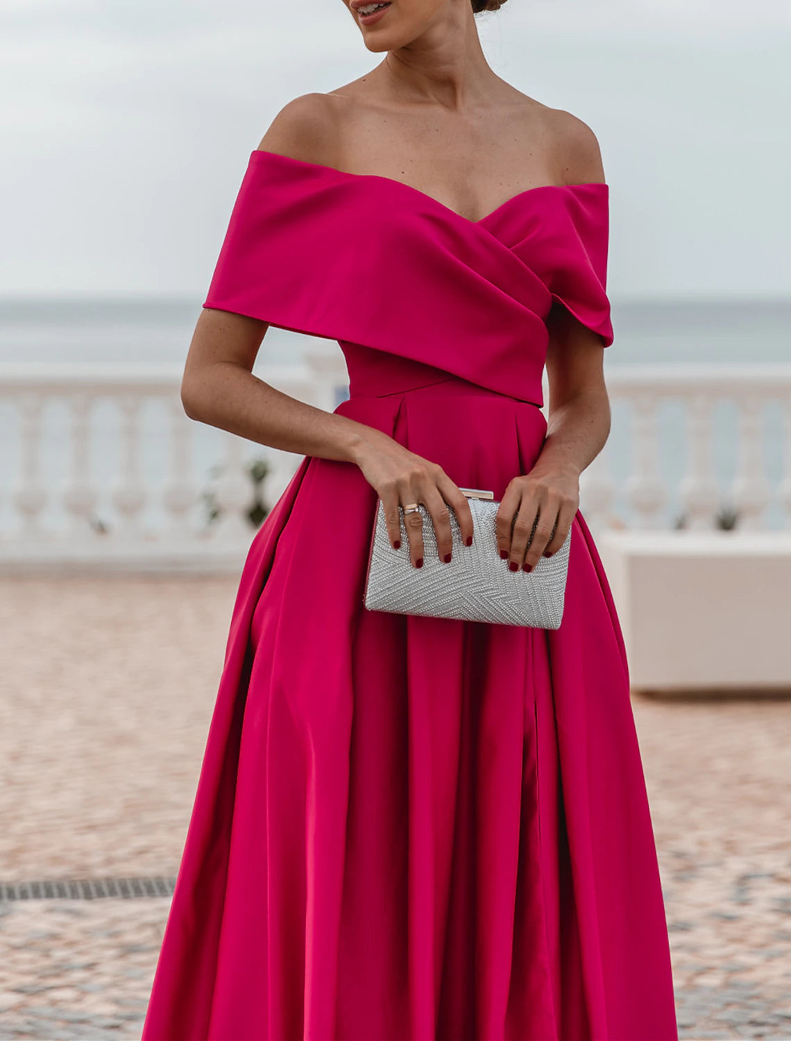 A-Line Evening Gown Party Dress Celebrity Style Dress Formal Wedding Court Train Sleeveless Off Shoulder Bridesmaid Dress Satin