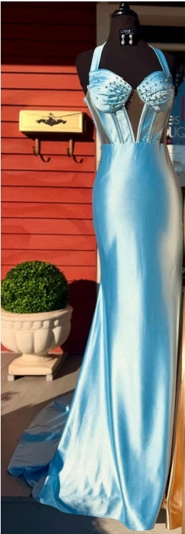 Weitese Dress Gorgeous Mermaid Sweetheart Neck Halter Sleeveless Beaded Pleated Lace Up Prom Party Dress Evening Formal Gown with Train