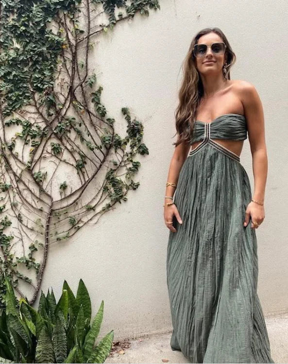 Weitese Formal Women's Dresses Purple Strapless Cut Out A-Line Long Party Dress Prom Clothing