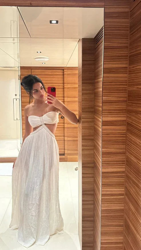 Weitese Formal Women's Dresses Purple Strapless Cut Out A-Line Long Party Dress Prom Clothing