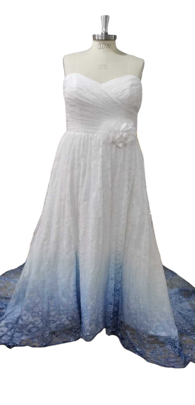 Weitese Dress White Sweetheart Lace Wedding Dresses Ombre Wedding Dresses with Flowers