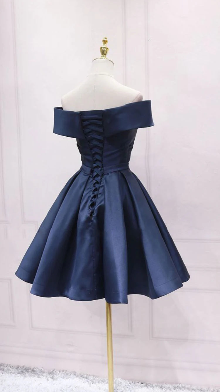 Weitese Dresses Formal Simple Navy Blue Short Homecoming Dress Ruffle Mini Party Gowns Custom Made Women Party Gowns Short Graduation Dress Stores With Prom Dresses