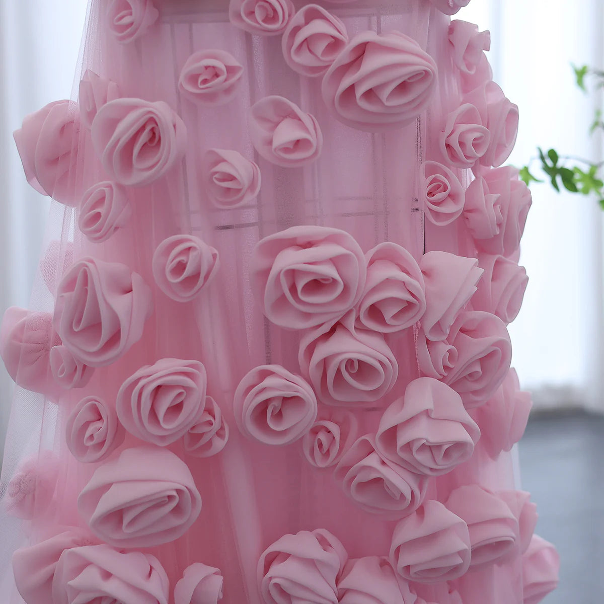 Off-the-Shoulder Charming Strapless High Slit Flower Prom Dress With Train