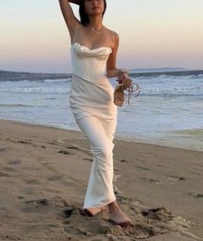 Vestido de fiesta de noche de sirena con tirantes finos sexy