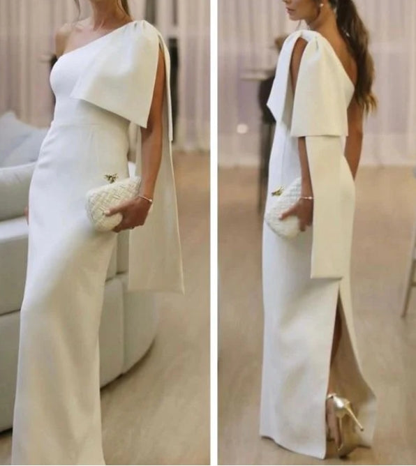 One Shoulder Long Prom Dress Formal Party Dress With Behind Slit