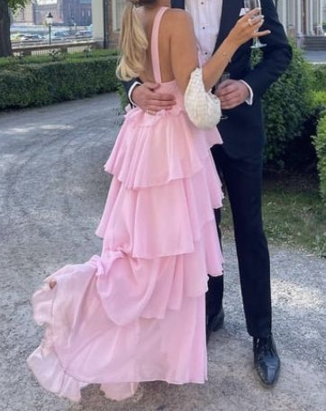 Robe de bal longue au sol, dos nu, coupe trapèze, dos nu