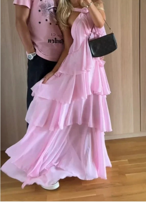 Robe de bal longue au sol, dos nu, coupe trapèze, dos nu