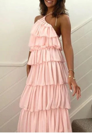 Robe de bal dos nu à bretelles spaghetti 