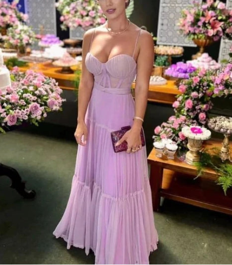 Robe de bal trapèze sans bretelles, longueur au sol