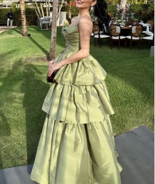 Robe de soirée de mariage trapèze sans bretelles, multicouches, dos nu