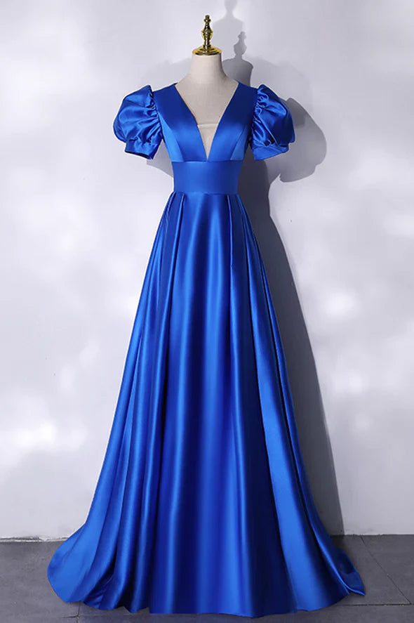 Weitese Dresses Formal Blue Satin Long Prom Dress Simple Evening Dress Stores With Prom Dresses