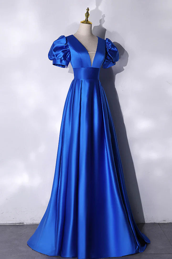 Weitese Dresses Formal Blue Satin Long Prom Dress Simple Evening Dress Stores With Prom Dresses