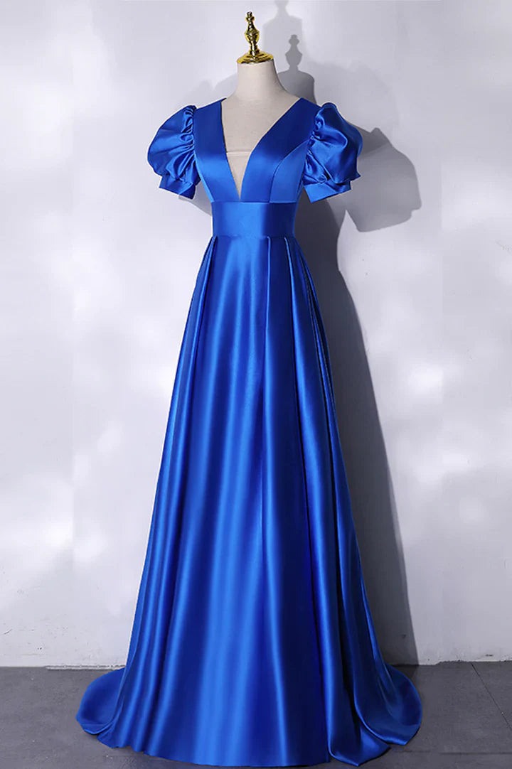 Weitese Dresses Formal Blue Satin Long Prom Dress Simple Evening Dress Stores With Prom Dresses