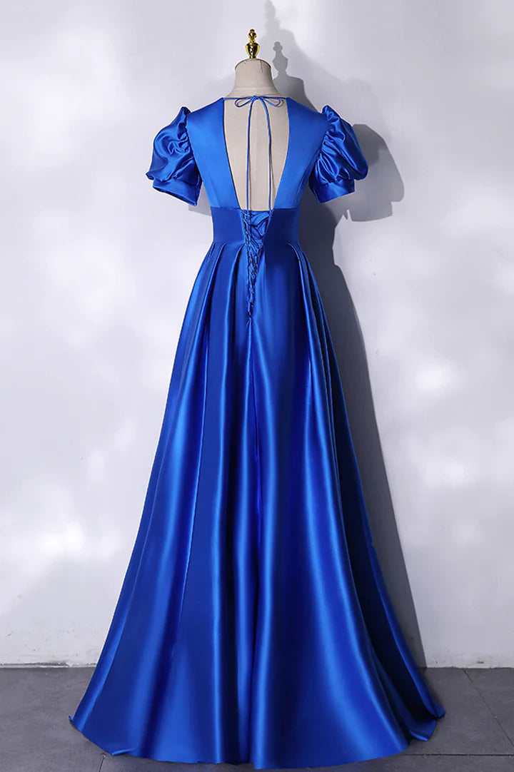 Weitese Dresses Formal Blue Satin Long Prom Dress Simple Evening Dress Stores With Prom Dresses