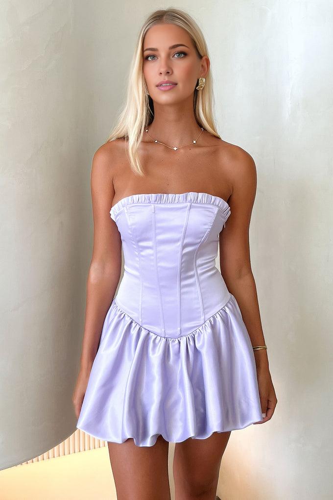 Trendy A-Line Strapless Sleeveless Backless Satin Short-Mini Homecoming Dress