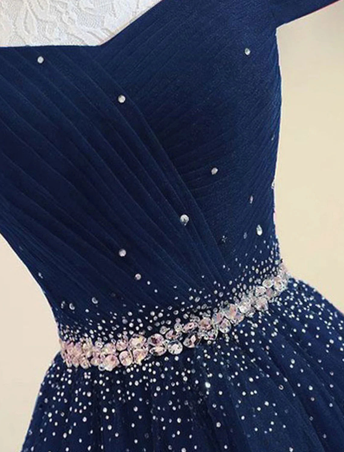 A-Line Evening Gown Party Dress Party Wear Floor Length Short Sleeve One Shoulder Tulle