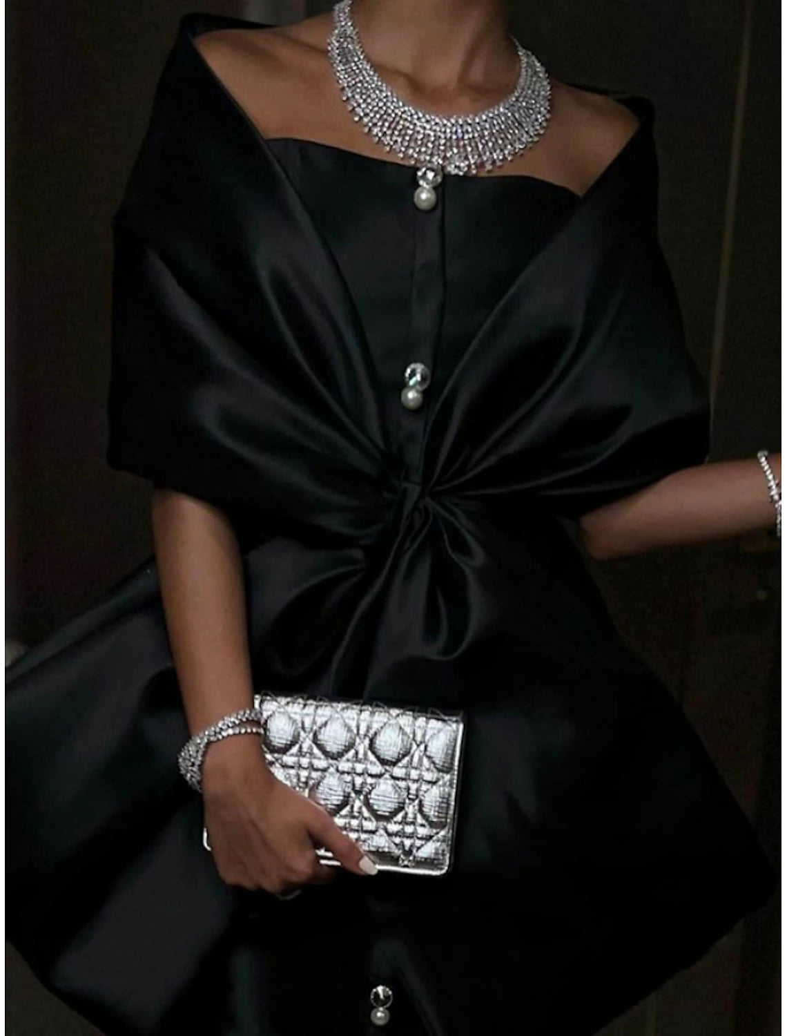 Mermaid / Trumpet Evening Gown Elegant Dress Formal Court Train Half Sleeve Off Shoulder Satin