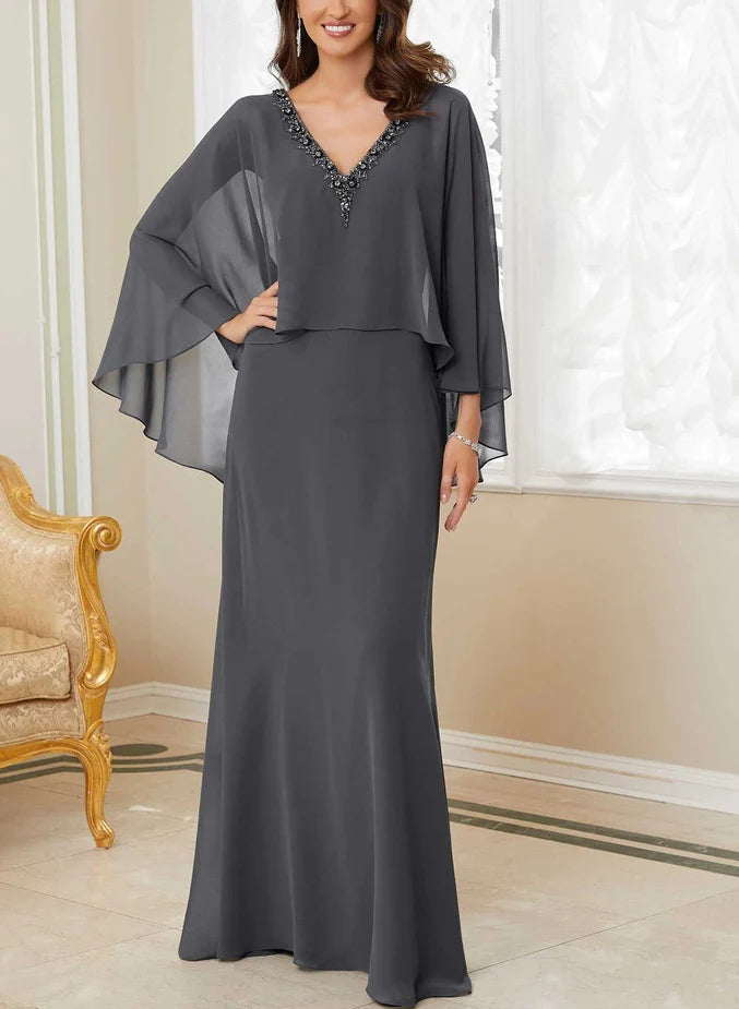 A-Line V-Neck Mother Of The Bride Dresses With Beading