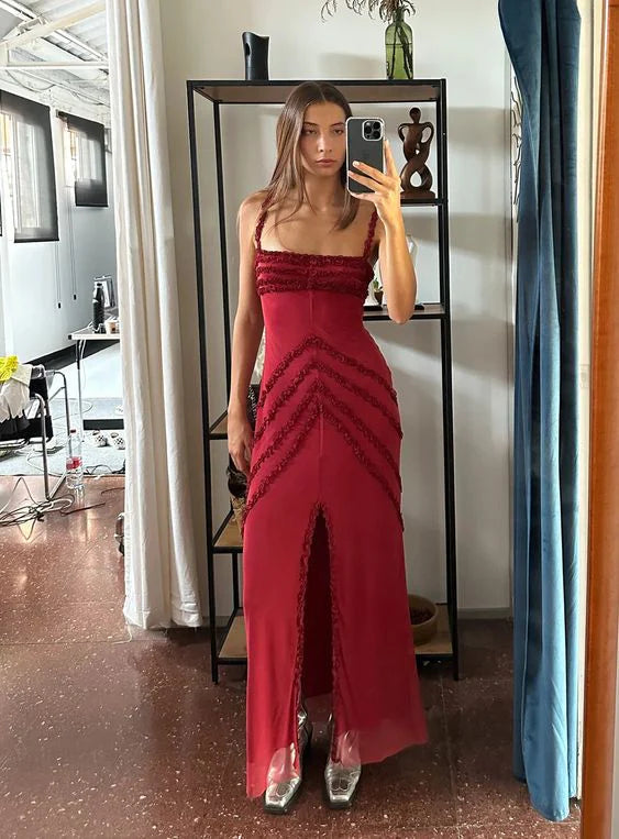 Weitese Dress Prom Dress Stores Burgundy Straps Long Party Dress Charming Birthday Dress Formal Dresses