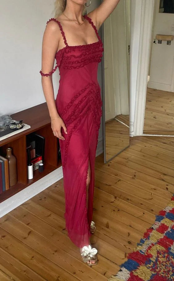 Weitese Dress Prom Dress Stores Burgundy Straps Long Party Dress Charming Birthday Dress Formal Dresses