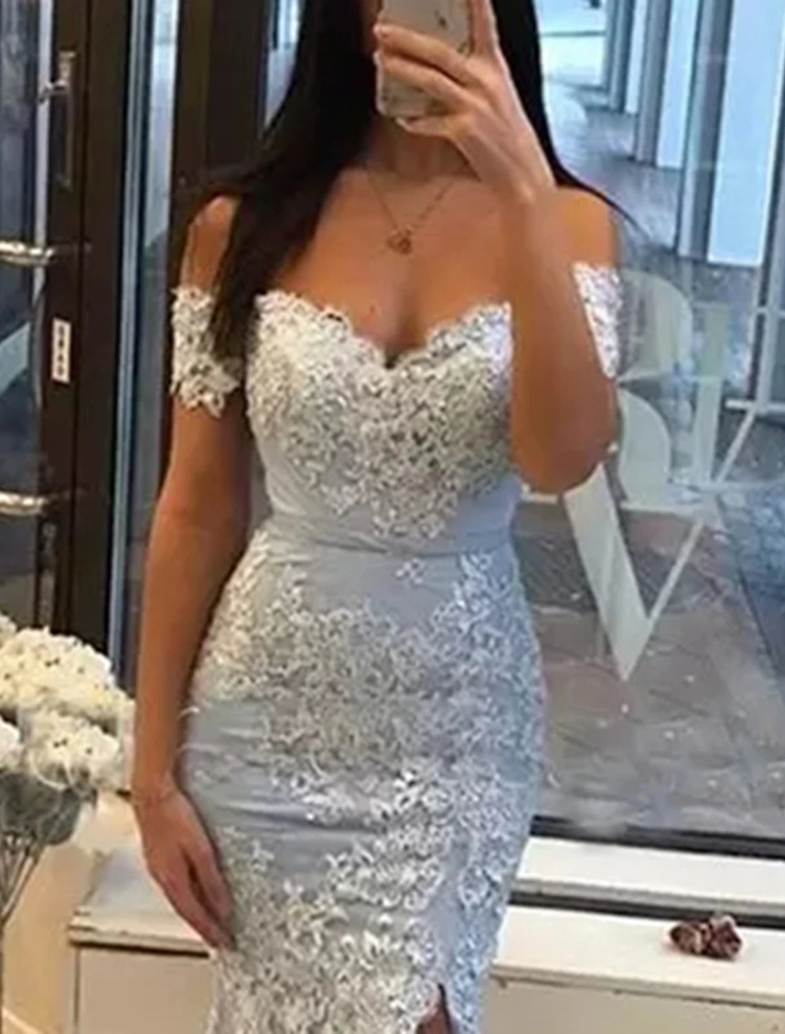 Mermaid Party Dress Evening Dresses Luxurious Dress Formal Wedding Guest Sweep / Brush Train Sleeveless Off Shoulder Tulle