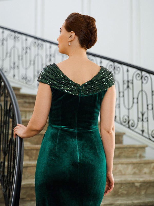 Ruched V-neck Sleeveless Floor-Length Mother of the Bride Dresses