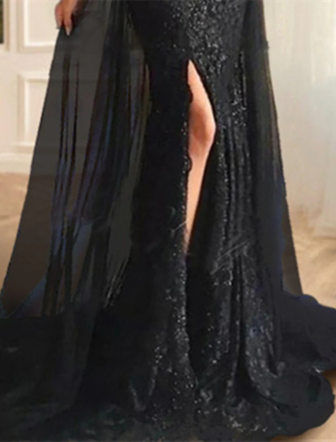 Evening Gown Floral Carnival Dress Formal Wedding Sweep / Brush Train Long Sleeve Off Shoulder Fall Wedding Reception Chiffon with Slit Appliques